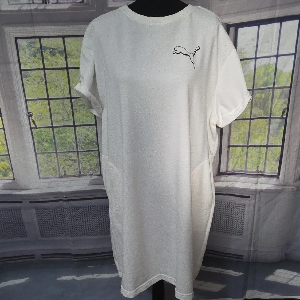 Puma White Shirt with Gray Logo Tag - Picture 1 of 6